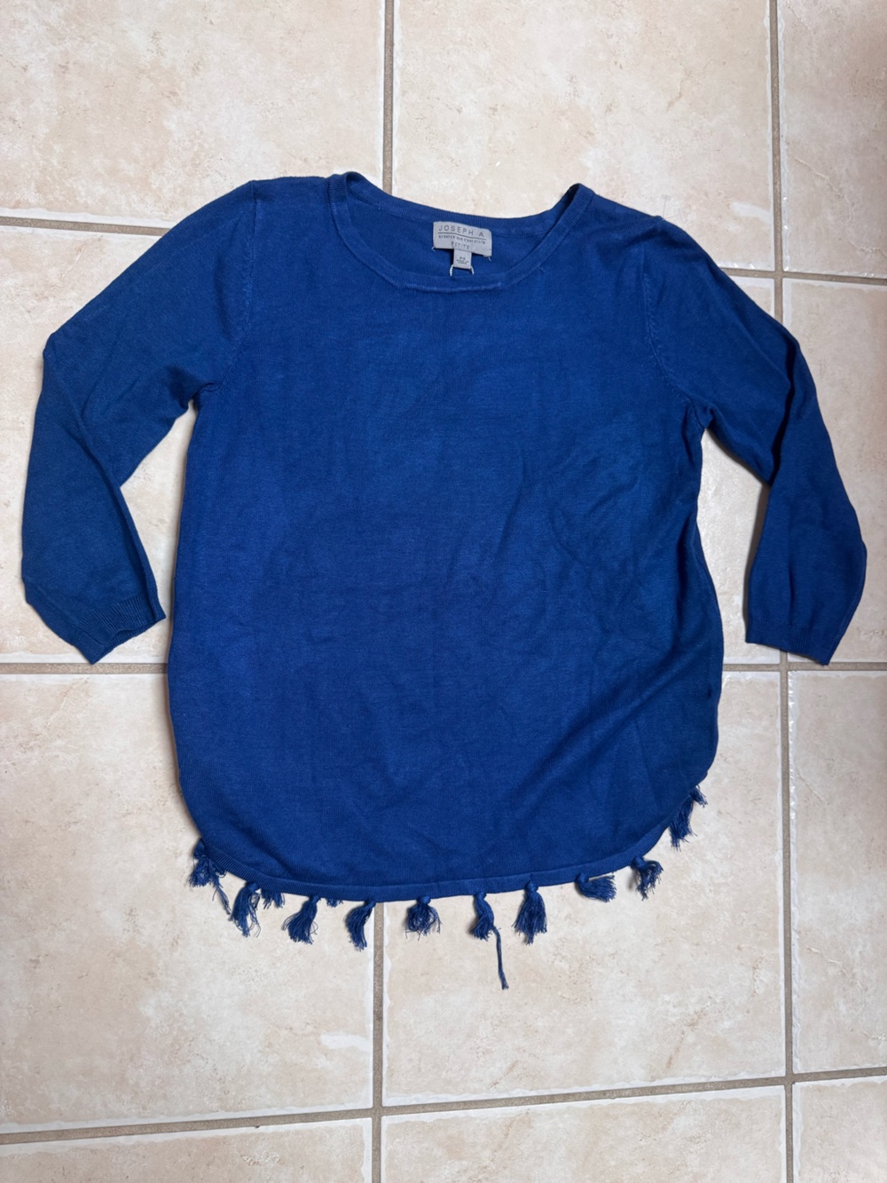 Joseph Aboud Blue Tassel Hem Knit Sweater